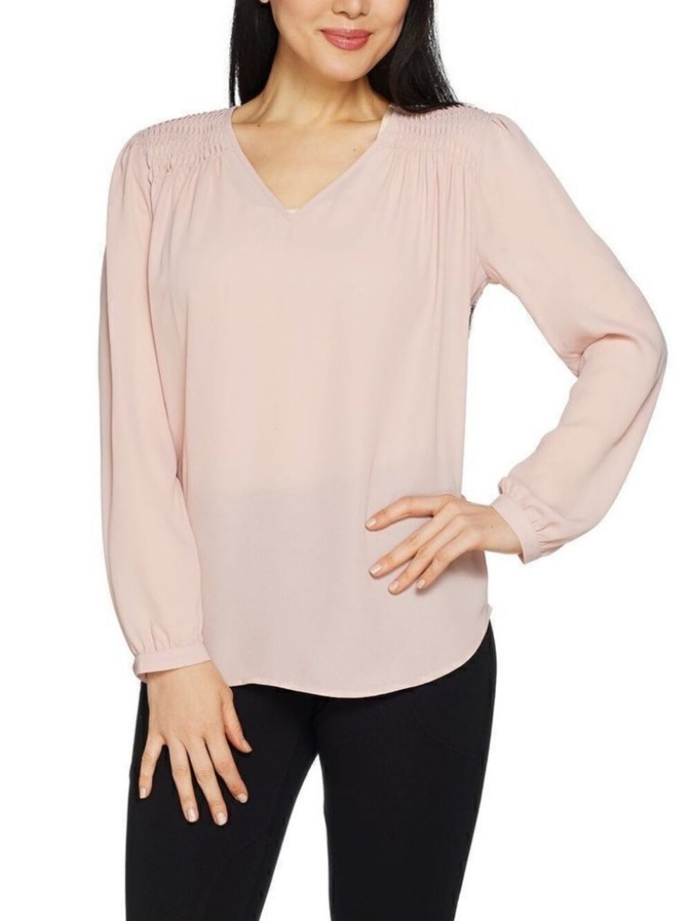 Laurie Felt Woven Pleated Shoulder Blouse